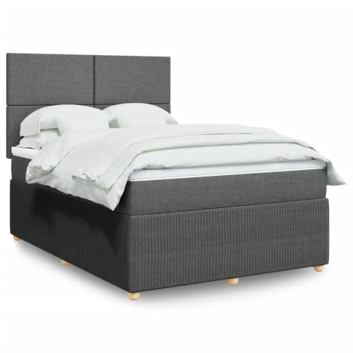 Ramsäng med madrass mörkgrå 140x190 cm tyg
