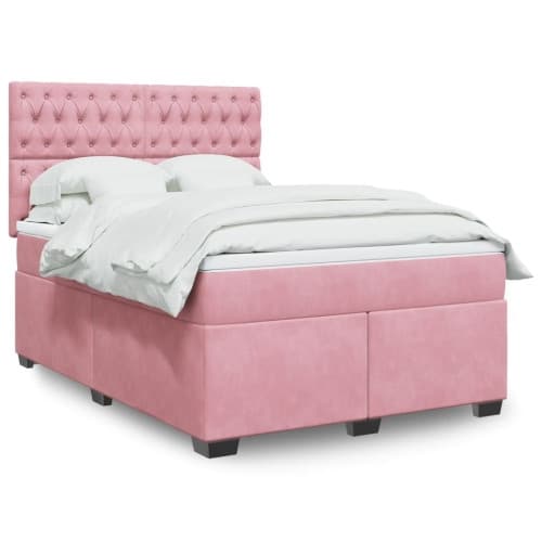 Ramsäng med madrass rosa 160x200 cm sammet
