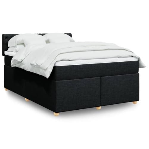 Ramsäng med madrass svart 140x190 cm tyg