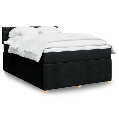 Ramsäng med madrass svart 140x190 cm tyg