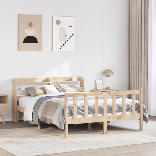 Sängram utan madrass 120x190 cm massiv furu