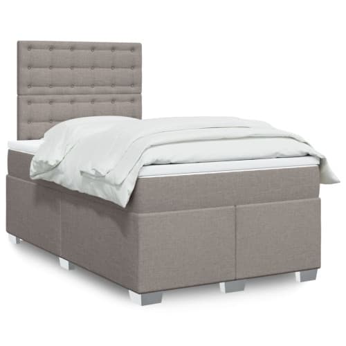 Ramsäng med madrass taupe 120x200 cm tyg