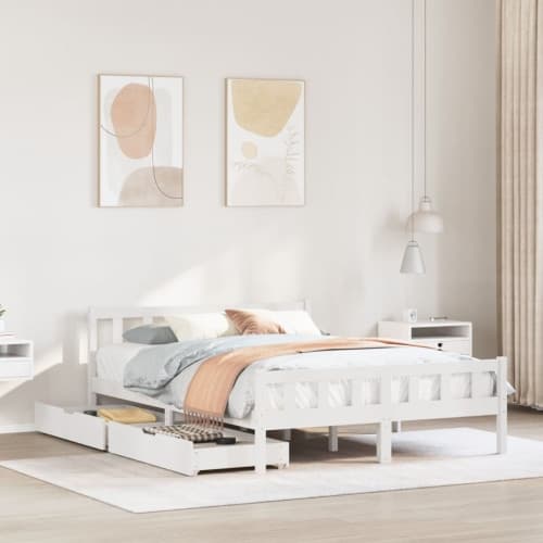 Sängram utan madrass vit 160x200 cm massiv furu