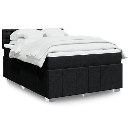 Ramsäng med madrass svart 140x190 cm tyg