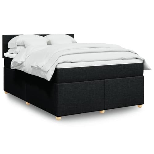 Ramsäng med madrass svart 140x190 cm tyg