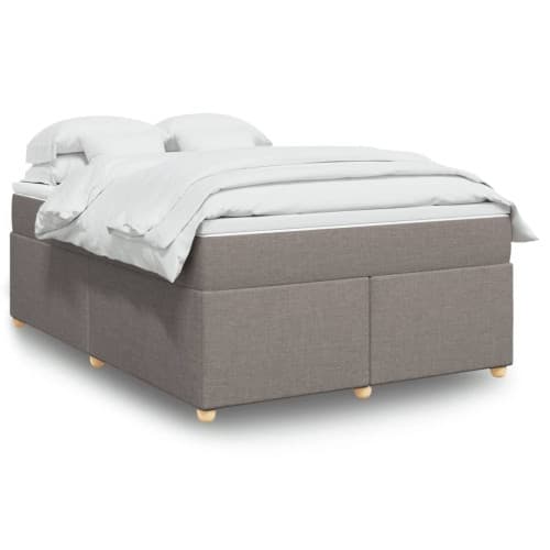 Ramsäng med madrass taupe 140x200 cm tyg