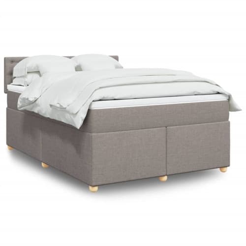 Ramsäng med madrass taupe 140x190 cm tyg