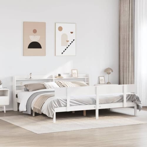 Sängram utan madrass vit 180x200 cm massiv furu