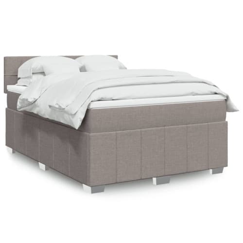 Ramsäng med madrass taupe 140x190 cm tyg