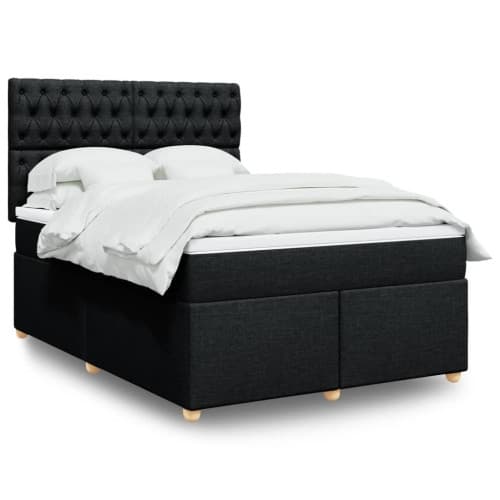 Ramsäng med madrass svart 140x190 cm tyg