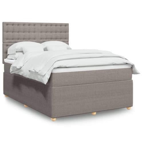 Ramsäng med madrass taupe 140x200 cm tyg