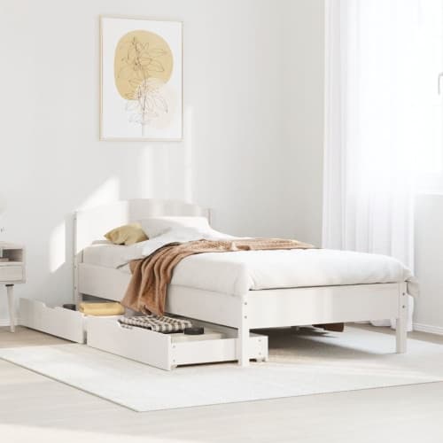 Sängram utan madrass vit 90x200 cm massiv furu