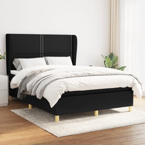 Ramsäng med madrass svart 140x190 cm tyg