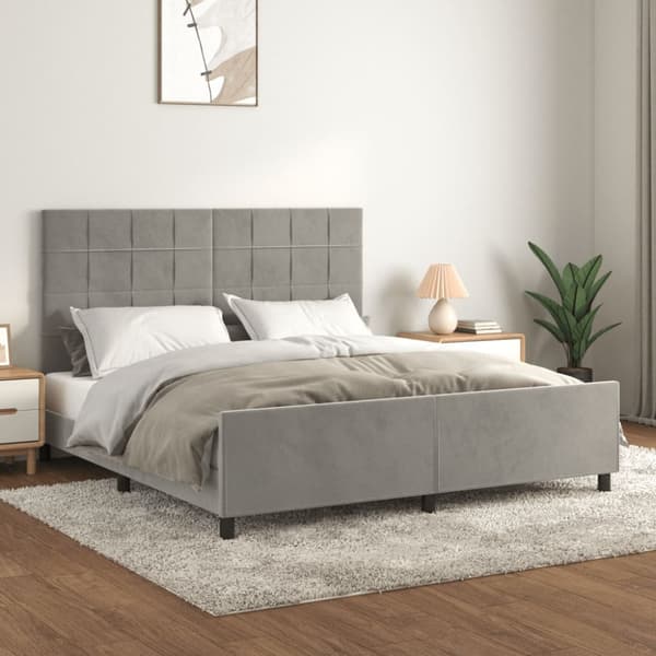 Sängram utan madrass ljusgrå 160x200 cm sammet