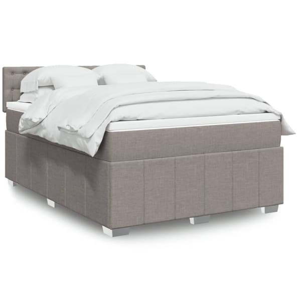Ramsäng med madrass taupe 140x200 cm tyg