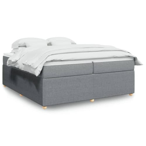 Ramsäng med madrass ljusgrå 200x200 cm tyg