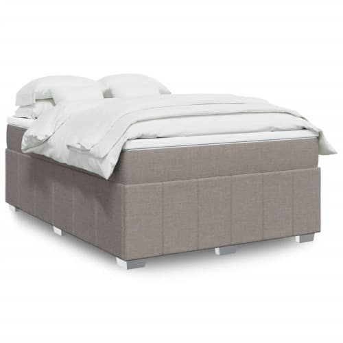 Ramsäng med madrass taupe 160x200 cm tyg