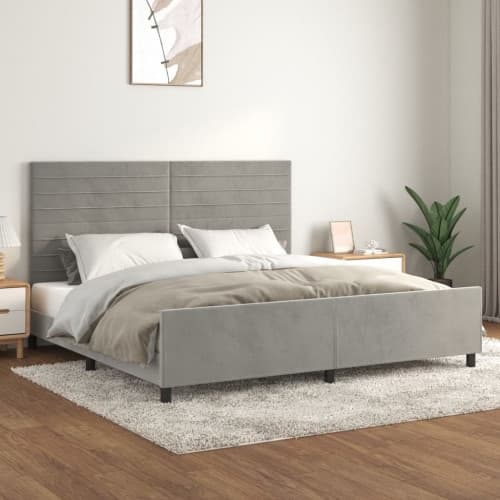 Sängram utan madrass ljusgrå 200x200 cm sammet