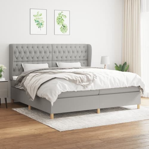 Ramsäng med madrass ljusgrå 200x200 cm tyg