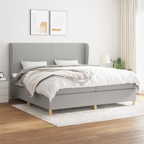 Ramsäng med madrass ljusgrå 200x200 cm tyg