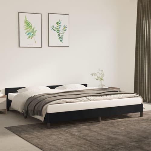 Sängram utan madrass svart 200x200 cm sammet