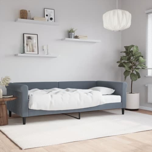 Dagbädd med madrass mörkgrå 90x200 cm sammet