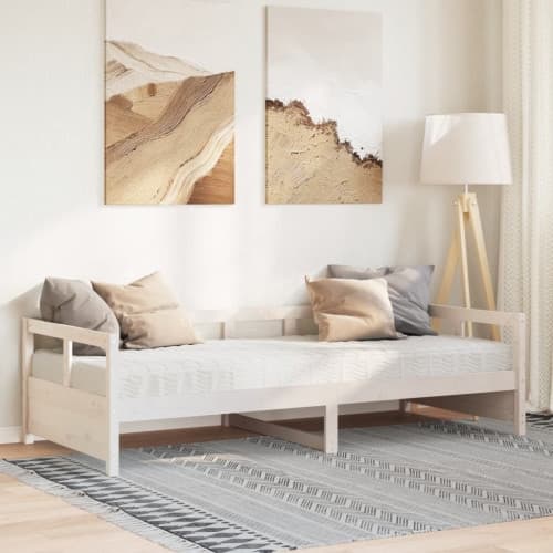 Dagbädd med madrass vit 80x200 cm massiv furu
