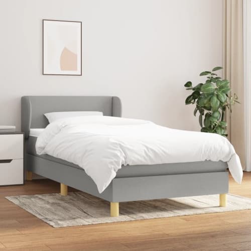 Ramsäng med madrass ljusgrå 100x200 cm tyg