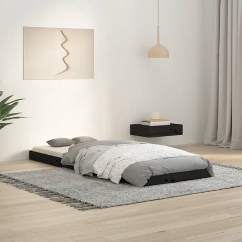 Sängram 75x190 cm massiv furu svart