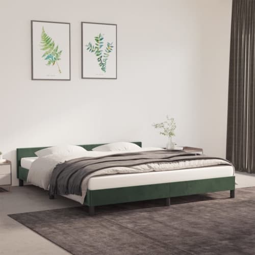 Sängram utan madrass mörkgrön 180x200 cm sammet