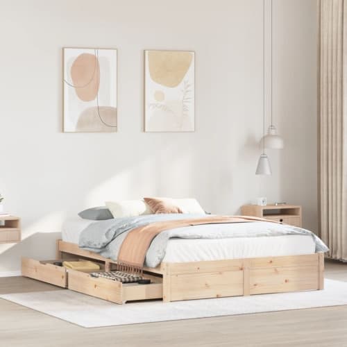 Sängram utan madrass 150x200 cm massiv furu