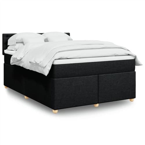 Ramsäng med madrass svart 140x190 cm tyg