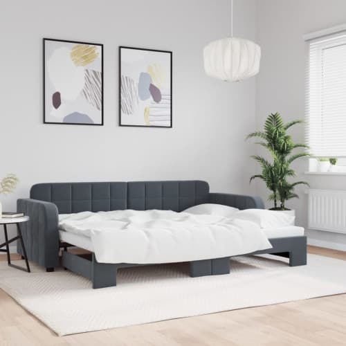 Dagbädd utdragbar mörkgrå 80x200 cm sammet