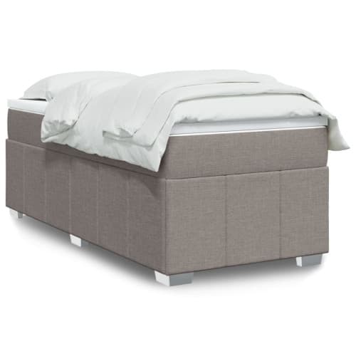 Ramsäng med madrass taupe 90x200 cm tyg