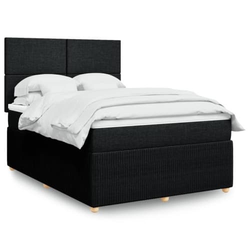 Ramsäng med madrass svart 140x190 cm tyg