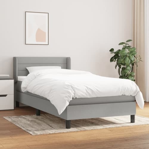 Ramsäng med madrass ljusgrå 100x200 cm tyg