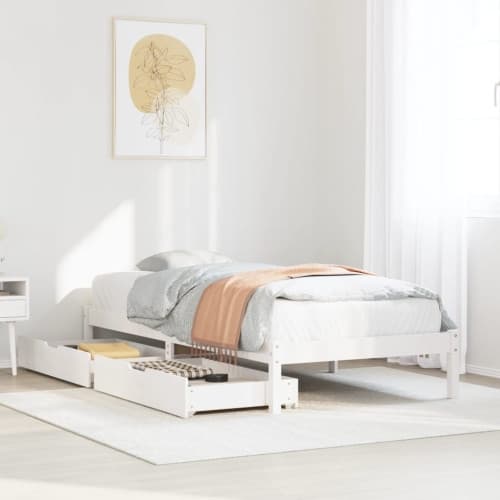 Sängram utan madrass vit 90x190 cm massiv furu