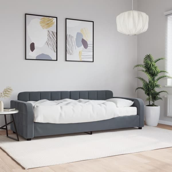 Dagbädd med madrass mörkgrå 80x200 cm sammet