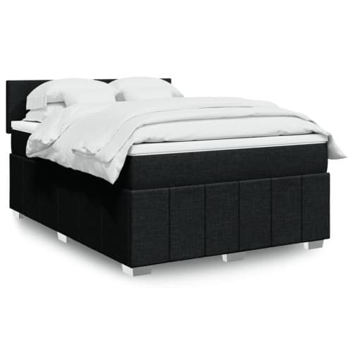 Ramsäng med madrass svart 140x190 cm tyg