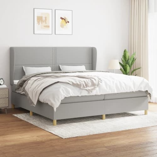 Ramsäng med madrass ljusgrå 200x200 cm tyg