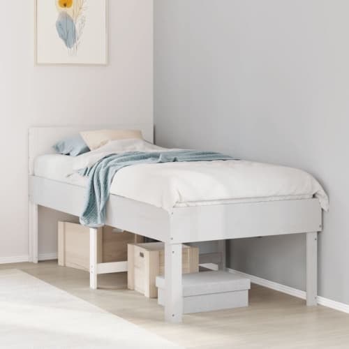 Sängram utan madrass vit 80x200 cm massiv furu