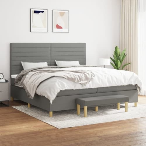 Ramsäng med madrass mörkgrå 200x200 cm tyg