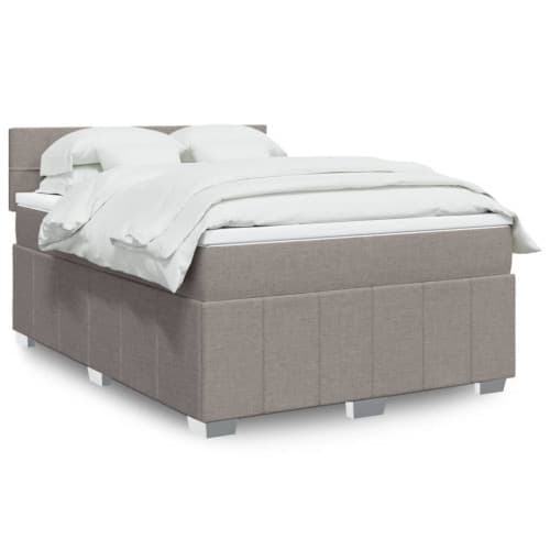 Ramsäng med madrass taupe 160x200 cm tyg