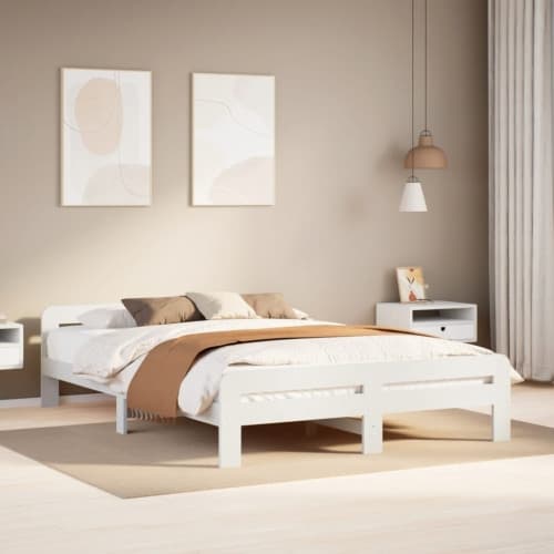 Sängram utan madrass vit 160x200 cm massiv furu