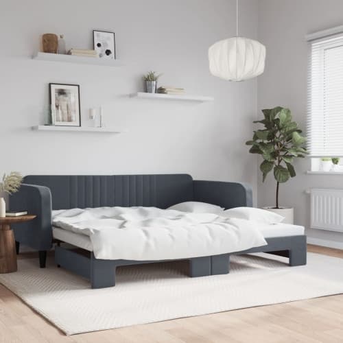 Dagbädd utdragbar mörkgrå 100x200 cm sammet