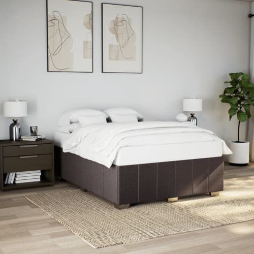 Sängram utan madrass mörkbrun 140x190 cm tyg