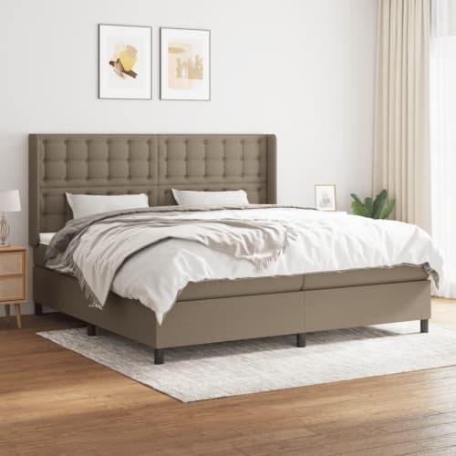 Ramsäng med madrass taupe 200x200 cm tyg