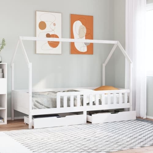 Sängram för barnsäng m. lådor 80x200 cm massiv furu