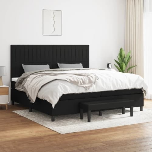 Ramsäng med madrass svart 200x200 cm tyg