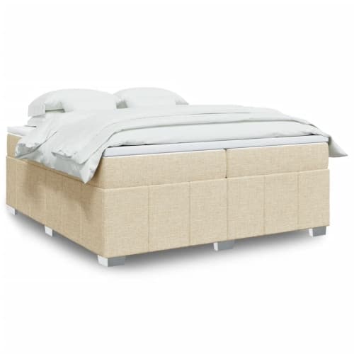 Ramsäng med madrass gräddvit 200x200 cm tyg